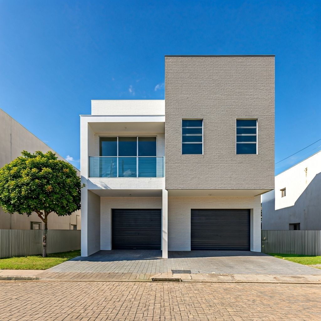 Casa geminada contemporânea com garagem no Brasil